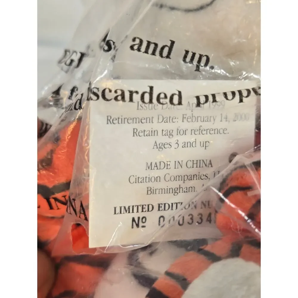 Vintage NWT Aubie The Tiger Bean Bag Retired Plush Collectible - Picture 7 of 11